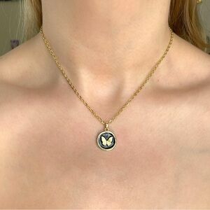 Gold and Black Butterfly Pendant Necklace